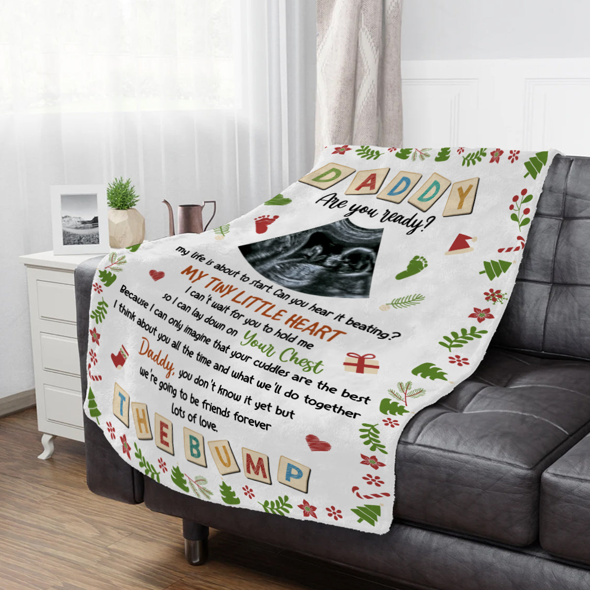 Dad To Be Gifts, Daddy Are You Ready I Can't Wait For You To Hold Me Baby Ultrasound, Personalized Blanket, Gifts For New Daddy, Fleece Sherpa, New Dad Blanket, Gifts For Christmas