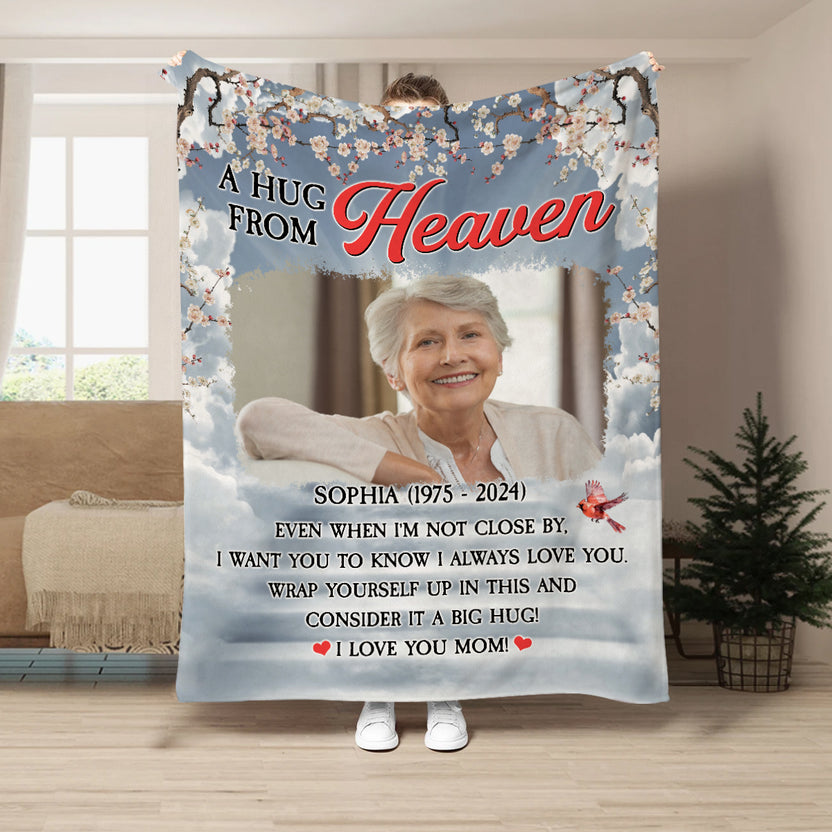 Sympathy Gifts, Personalized Memorial Blanket With Photo, Even When I'm Not Close By I Want You Know Love You, Loss Of Dad Grandpa Blanket, Fleece Sherpa, Funeral Gifts For Anniversary