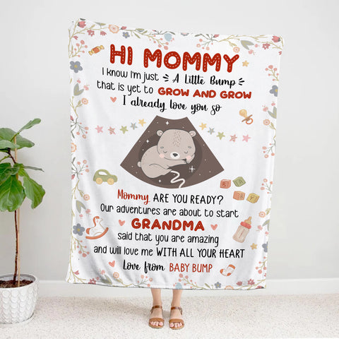 Mom To Be Gifts, I Already Love You Floral Cute Baby Bear Sleeping Ultrasound Mommy's Tummy Blanket For New Mom Mother's Day
