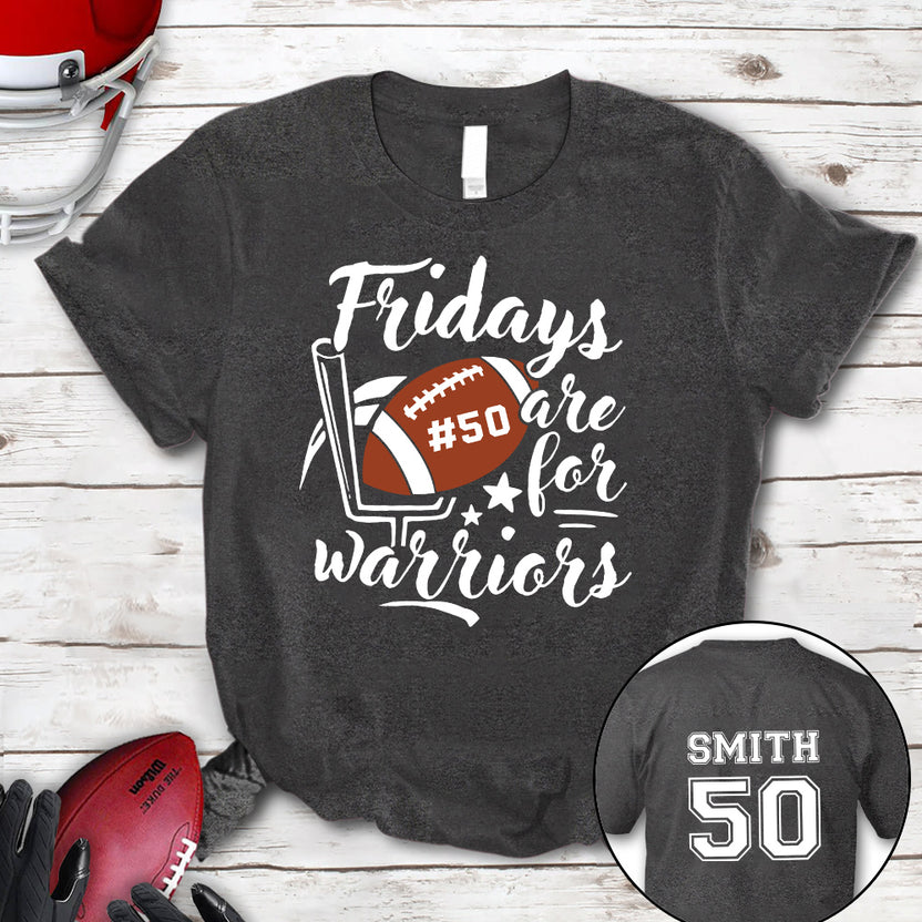 Personalized T-Shirt For Mom Dad From Son Boy Kids Football Gifts Friday Are For Football Game Fan Football Family Football Games Day Custom Title And Number Short Sleeve Tops Tee Shirt