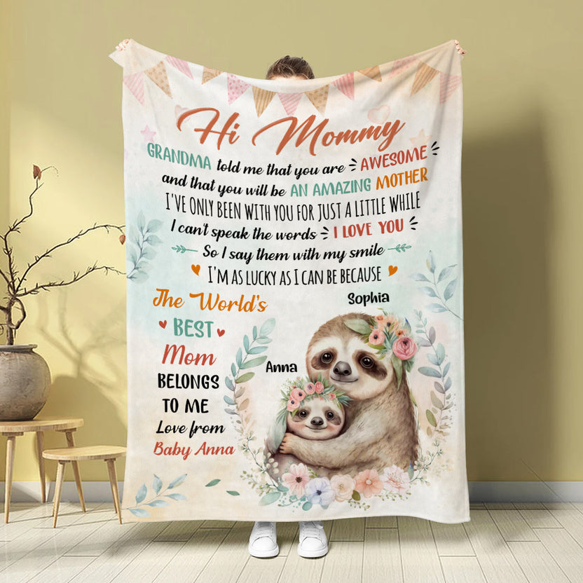 1st Time Mom Gifts, I've Only Been With You For A While Cute Mommy Baby Sloth, Personalized Blanket, Gifts For New Mommy, Fleece Sherpa, Blanket For Mom To Be, Gifts For Mother's Day