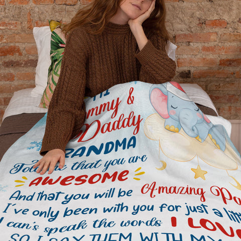 New Parents Gifts, I've Only Been With You For Just A While Elephant Cute Baby Picture, Personalized Blanket, Gifts For New Parents, Fleece Sherpa Blanket, New Parents Blanket For Xmas