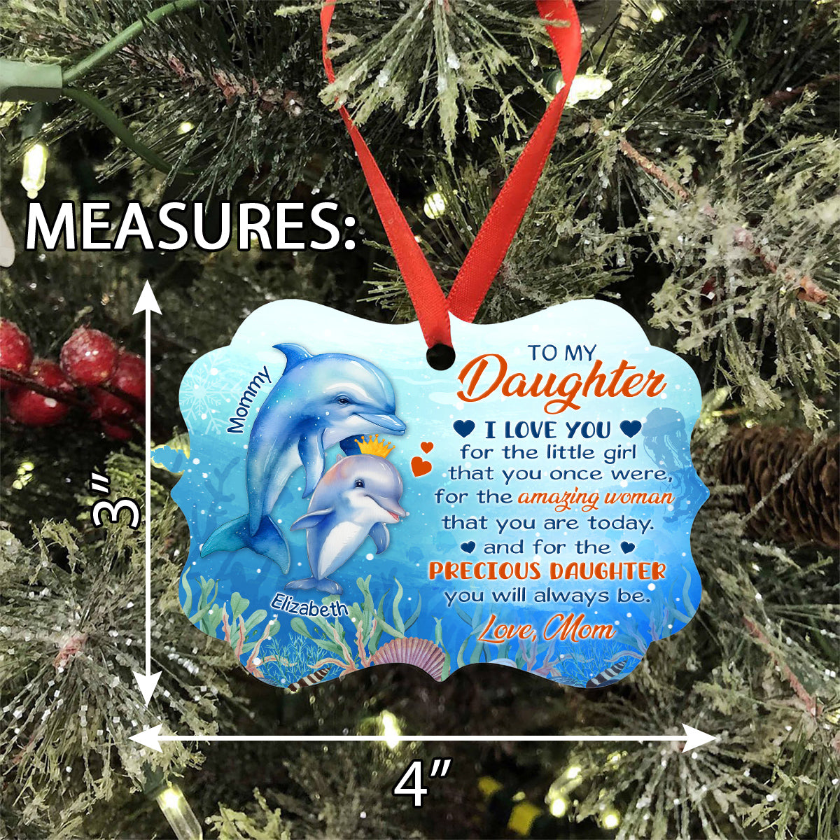 Daughter Gifts, For The Girl That You Once Were Ocean Theme Medallion Aluminum Ornament For Girls Babies From Mom Mother