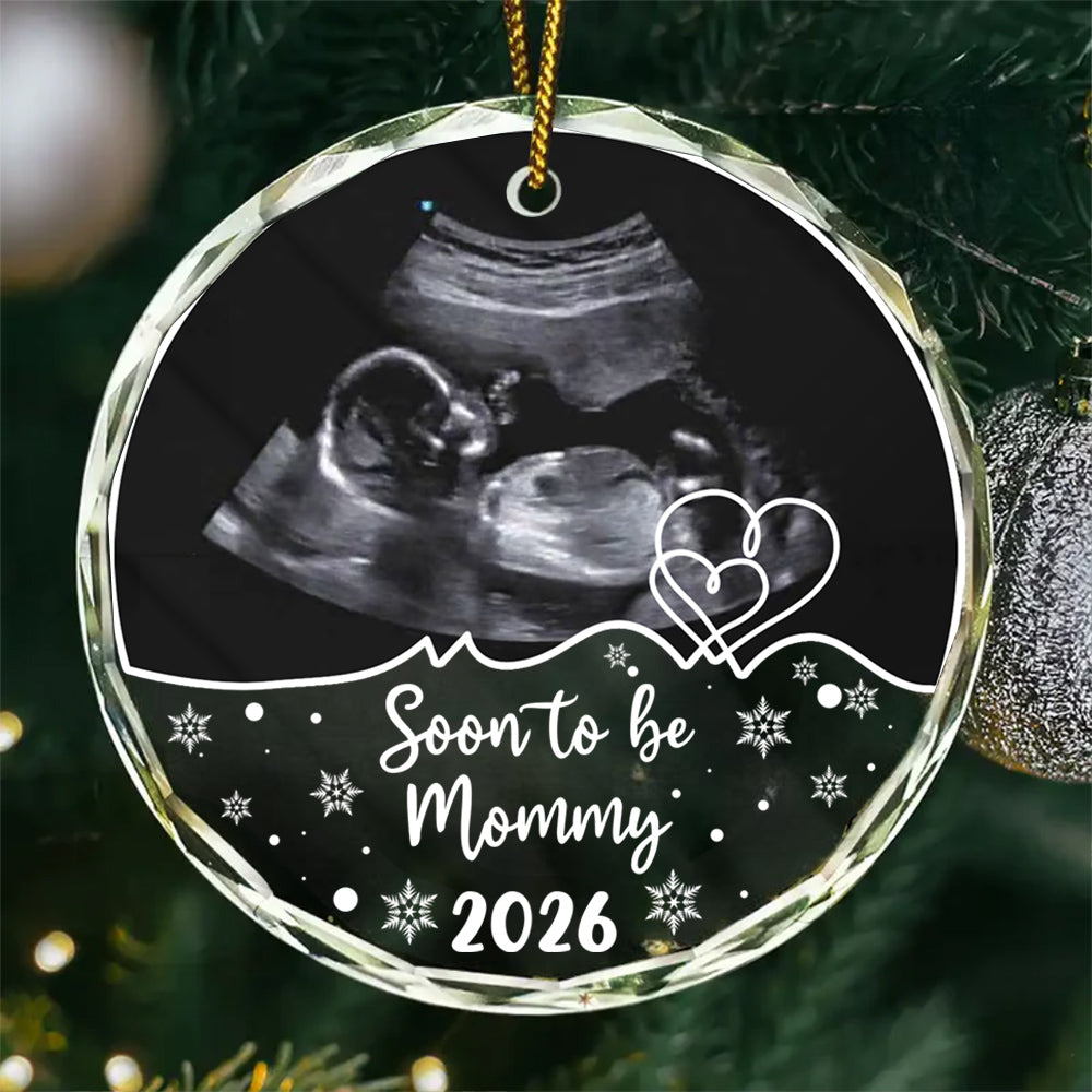 Personalized Ultrasound Glass Ornament, Soon To Be Mommy Year, Custom Sonogram Keepsake, New Mom Holiday Decoration, Baby Reveal, Expecting Mother, Personalized Photo Christmas Ornament