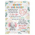 Merry 1st Christmas Mommy Daddy I've Only Been With You A While Footprint Baby Elephant, Personalized Blanket, Gifts For New Parents, Fleece Sherpa Blanket, New Parents Xmas Christmas