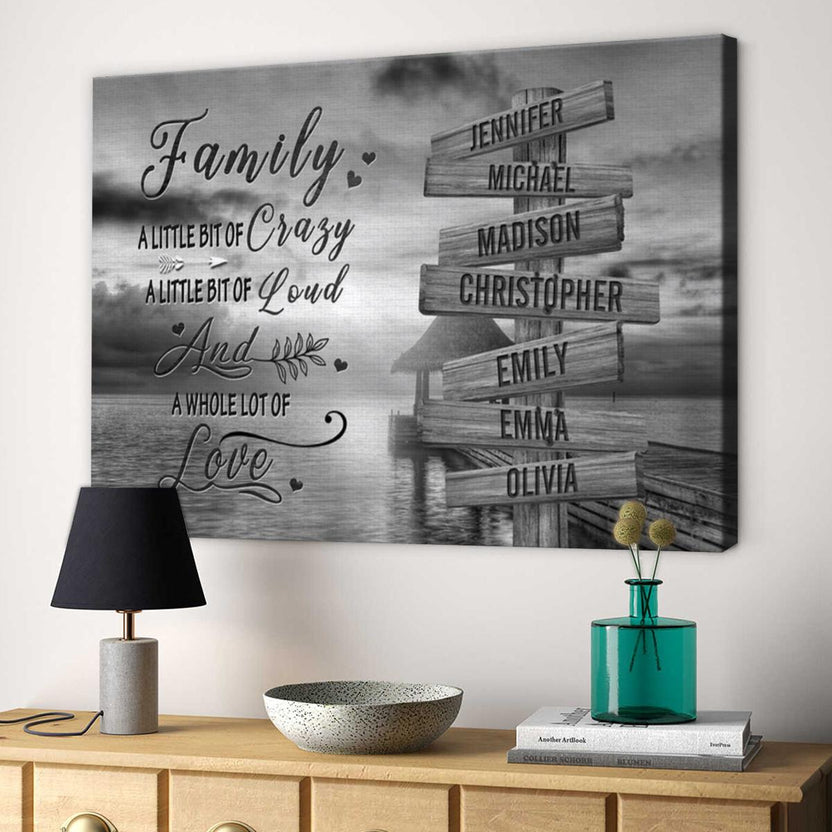 Personalized Canvas Wall Art For Mom Dad Grandma From Kids Grandkids Wooden Signs Black White A Little Crazy Custom Multi Name Poster Prints Home Decor Family Gifts For Mom Dad On Birthday