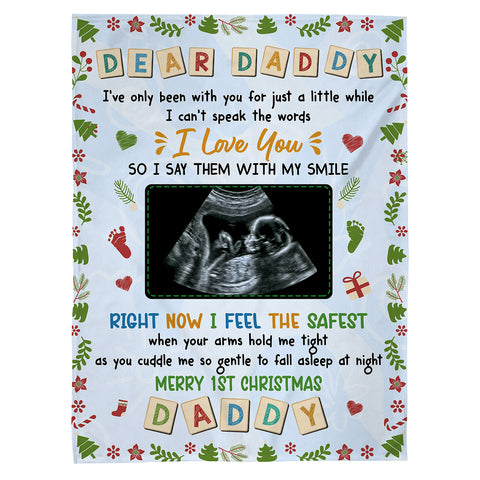 Dad To Be Gifts, Dear Daddy I've Only Been With You Baby Ultrasound, Personalized Blanket, Gifts For Future Dad To Be, Fleece Sherpa, Pregnancy Reveal Blanket, Gifts For Christmas