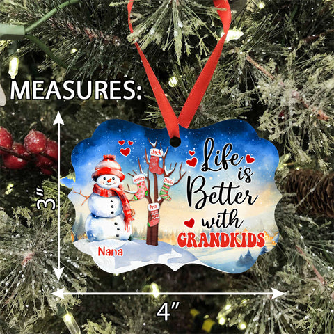 Gifts For Grandparents, Cute Stock Tree Life Is Awesome With Grandkids, Personalized Christmas Ornament, Gifts For Mimi From Grandkids, Xmas Tree Hanging Keepsake Medallion Aluminum
