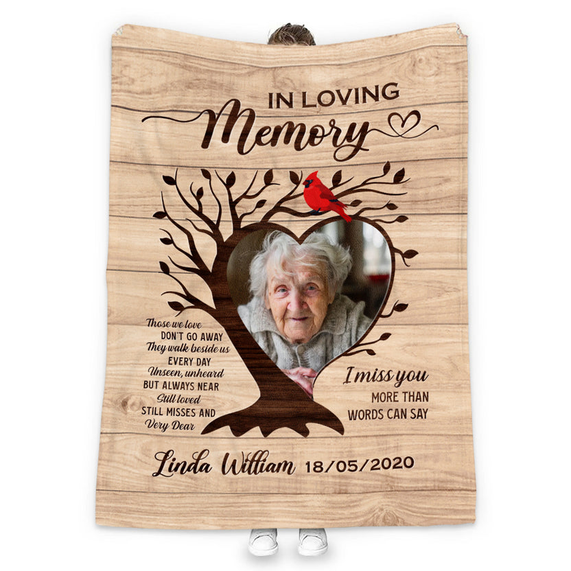 Sympathy Gifts, Personalized Memorial Blanket With Photo, Still Loved Still Misses And Very Dear Heart Tree, Loss Of Mom Dad Blanket, Fleece Sherpa, Funeral Gifts For Anniversary