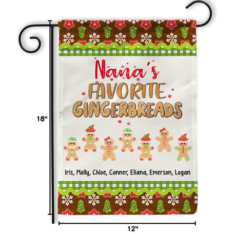 Grandma Gifts, Nanas Favorite Gingerbreads Custom Yard Flag, Personalized Kids Name Outdoor Banner, Christmas Home Decoration, Personalized Family Banner, Yard Decor, Personalized Garden Flag, Gifts For Nana From Grandkids, Double Sided Outside Welcome Fl