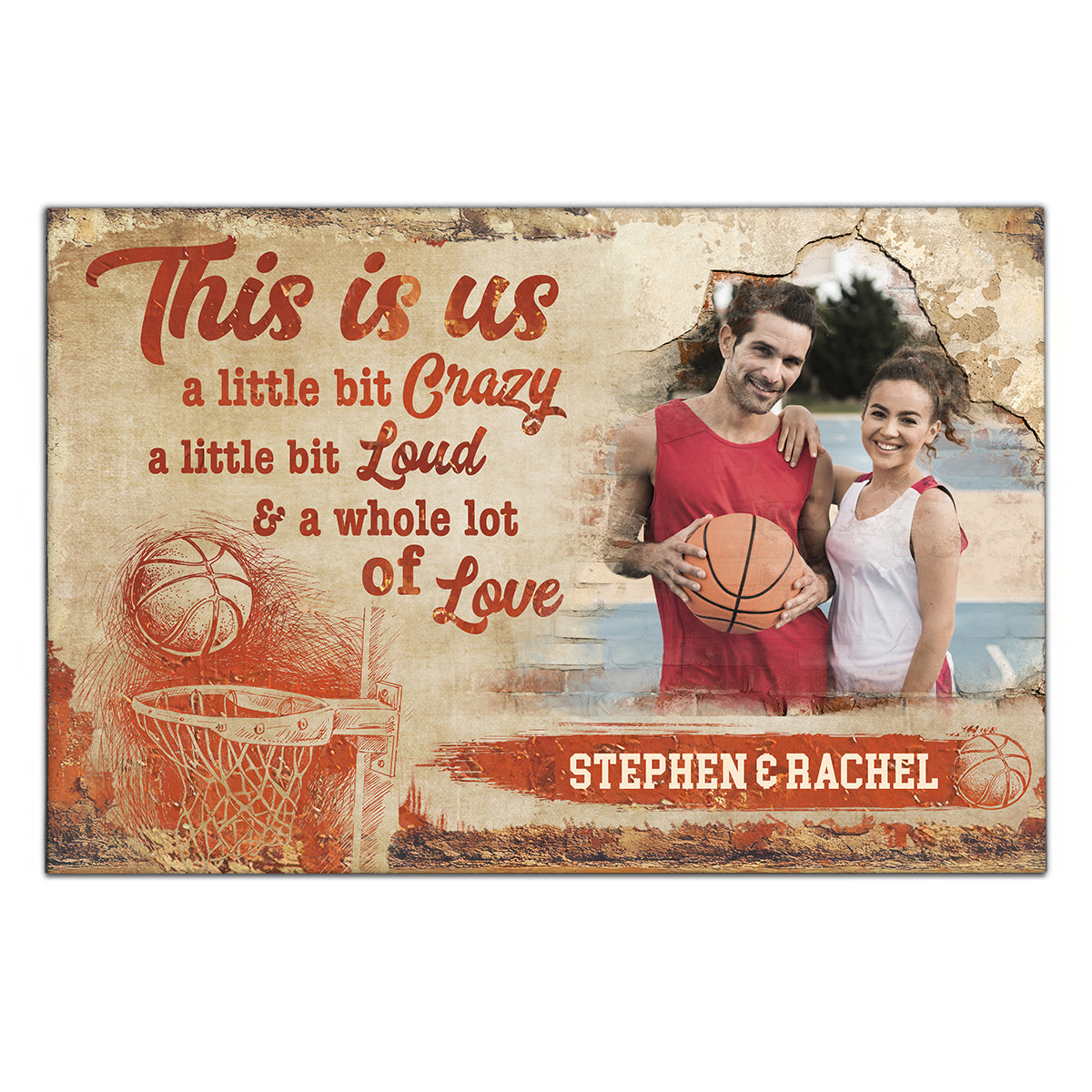 Athletic Couple Canvas Print, A Whole Lot Of Love Wording, Personalized Name Basketball Home Decor  Canvas Wall Art, Gifts For Him Her Poster Prints Wall Decor, Gifts For Valentines