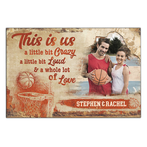 Athletic Couple Canvas Print, A Whole Lot Of Love Wording, Personalized Name Basketball Home Decor  Canvas Wall Art, Gifts For Him Her Poster Prints Wall Decor, Gifts For Valentines