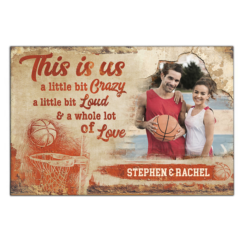 Athletic Couple Canvas Print, A Whole Lot Of Love Wording, Personalized Name Basketball Home Decor  Canvas Wall Art, Gifts For Him Her Poster Prints Wall Decor, Gifts For Valentines