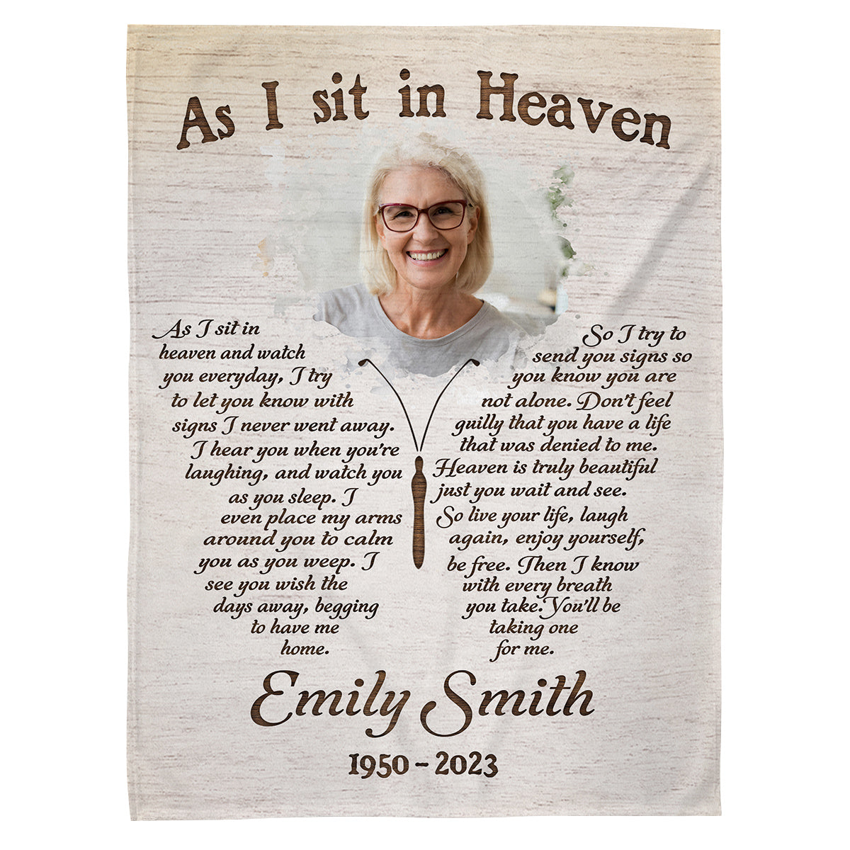 Sympathy Gifts, Personalized Memorial Blanket With Photo, Angel In Heaven As Sit In Heaven Butterflies With Photo, Loss Of Mom Dad Blanket, Fleece Sherpa, Sympathy Gifts For Anniversary