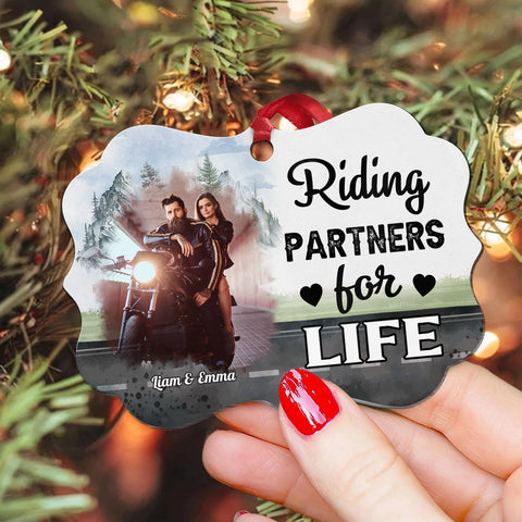 Riding Partners For Life Ornament, Motorcycle Couple Decor, Romantic Biker Love Quote, Personalized Names, Adventure Couple Keepsake, Gifts For Him Her Honey, Xmas Tree Decor Valentine