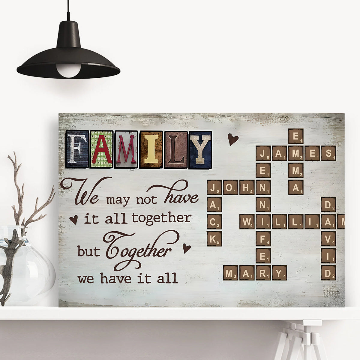 Family We May Not Have It All Together But Together We Have All Crossword Art Poster, Personalized Canvas Wall Art, Gifts For Mom Dad, Poster Prints Home Decor, Family Wall Hanging