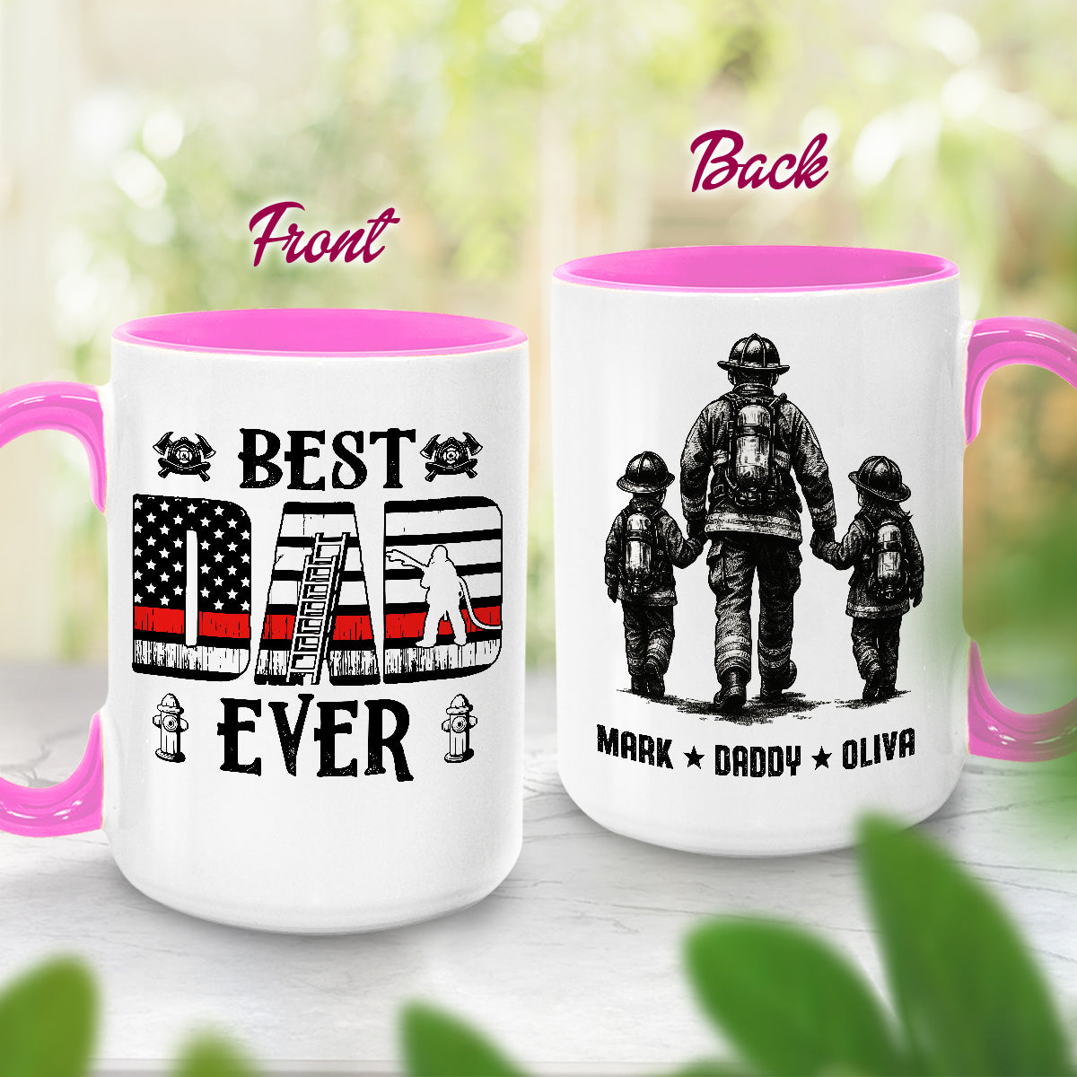 Dad Ever Firefighter Mug, Personalized Coffee Cup For Proud Fireman Father And Kids, Firefighter Gifts For Dad, Husband Or Grandpa, Thoughtful Gifts Father’s Day, Birthday, Or Christmas
