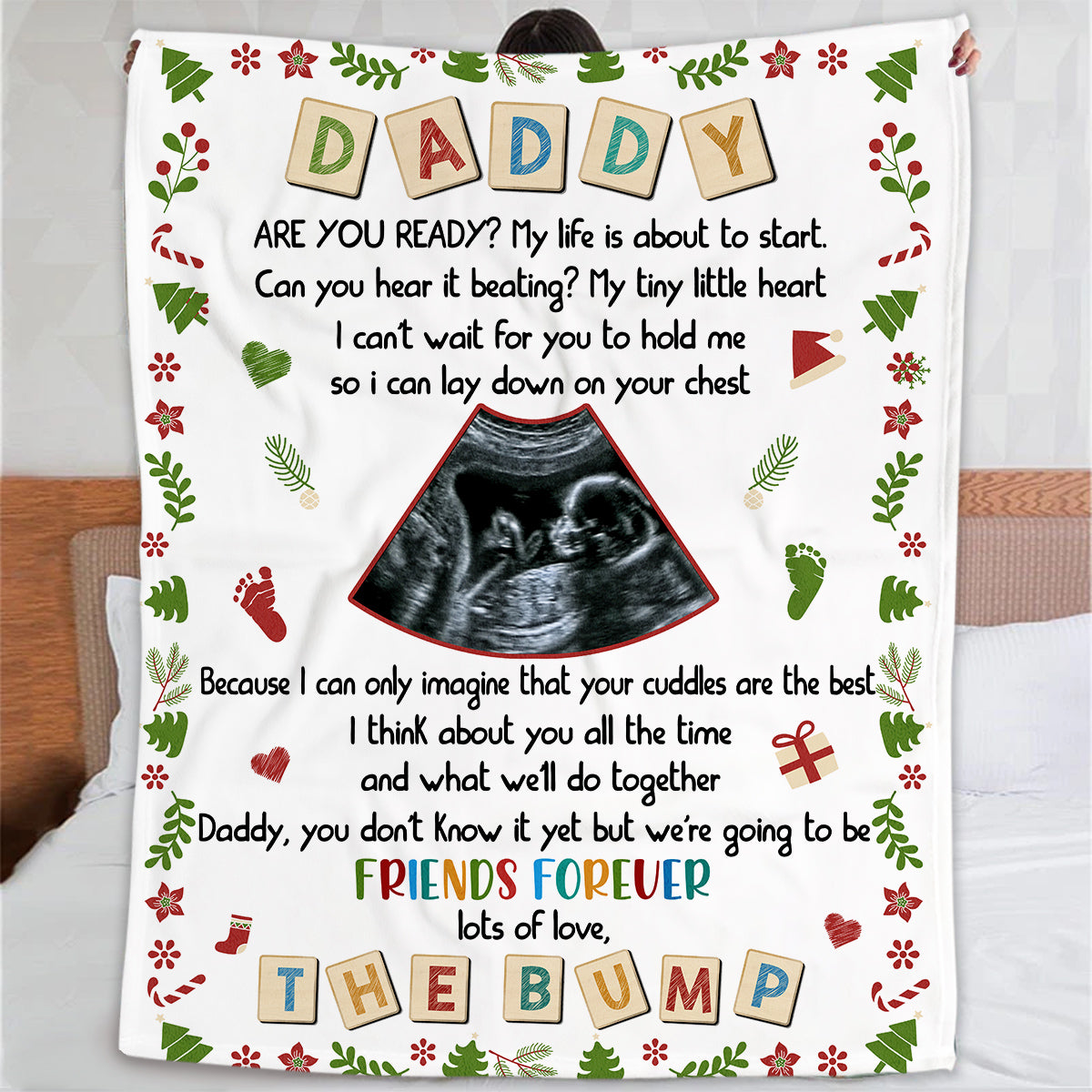 Dad To Be Gifts, Daddy Are You Ready I Can't Wait For You To Hold Me Baby Ultrasound, Personalized Blanket, Gifts For New Daddy, Fleece Sherpa, New Dad Blanket, Gifts For Christmas