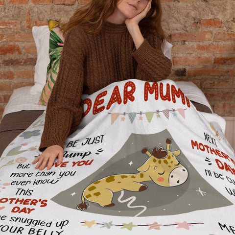 Mom To Be Gifts, I Can't Wait To Meet You 1st Mothers Day Baby Giraffe Sleeping In Mommy's Belly  Blanket, Gifts For New Mom