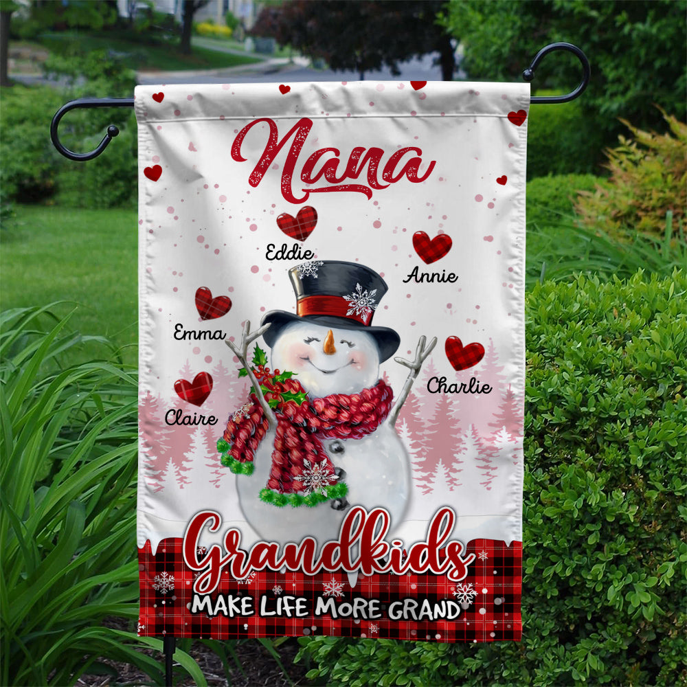 Grandma Gifts, Personalized Nana Grandkids Make Life More Grand Outdoor Banner, Children Names Garden Flag, Holiday Decoration, Winter Home Decoration, Yard Decor, Personalized Garden Flag, Gifts For Nana From Grandkids, Double Sided Outside Welcome Flag,