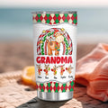 Cute Christmas Rainbow Tumbler, Grandma Custom Grandchildren Names Travel Cup, Winter Drinkware Cup, Rainbow Reindeer Family Names Travel Tumbler, Gifts For Nana From Grandkids, 20oz