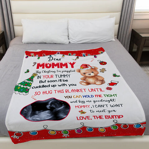 Mom To Be Gifts, So Hug This Blanket Until You Can Hold Tight Bear With Sonogram, Personalized Blanket, Gifts For Mommy New Mom, Fleece Sherpa, New Mom Blanket, Gifts For Christmas