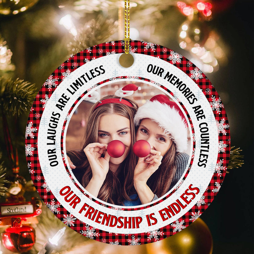 Gifts For Bff, Our Laughs Are Limitless Our Memories Are Countless Our Friendship Is Endless Personalized Christmas Ornament With Photo, Gifts For Bestfriend, Xmas Tree Decor, Bff Orn