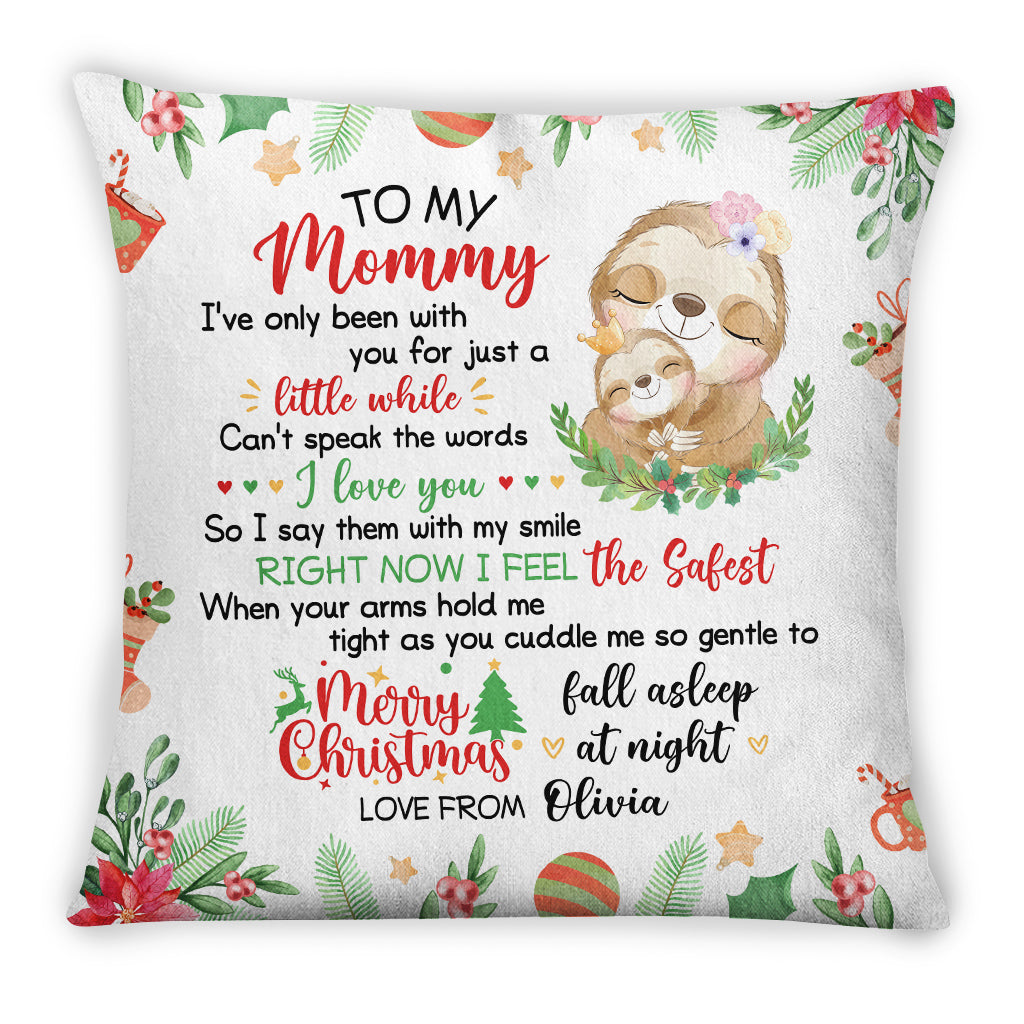 Personalized Square Pillow For New Mom From Newborn Baby Family Pregnancy Gifts Cute Sloth I've Only Been With You Xmas Decor Custom Name Double Sided Sofa Couch Cushion On Christmas