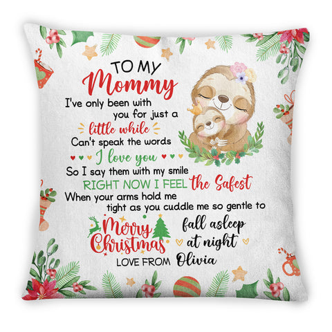 Personalized Square Pillow For New Mom From Newborn Baby Family Pregnancy Gifts Cute Sloth I've Only Been With You Xmas Decor Custom Name Double Sided Sofa Couch Cushion On Christmas
