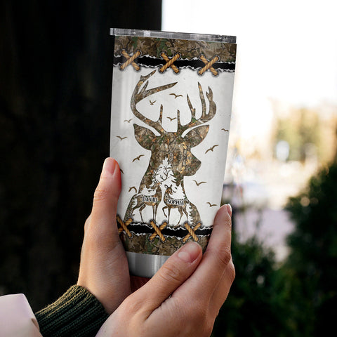 Personalized Tumbler For Boy/ Girlfriend From Honey God Blessed Broken Road That Led Me Straight To U Deer Hunting Camo Custom Name Hunting Gifts 20oz With Lid Travel Cup For Birthday