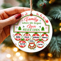 Family Gifts, Family Life Begin Love Not Ends Cute Ball With Names Hanging, Personalized Christmas Ornament, Gifts For Parents Grandparents From Kids Grandkids, Family Ornament