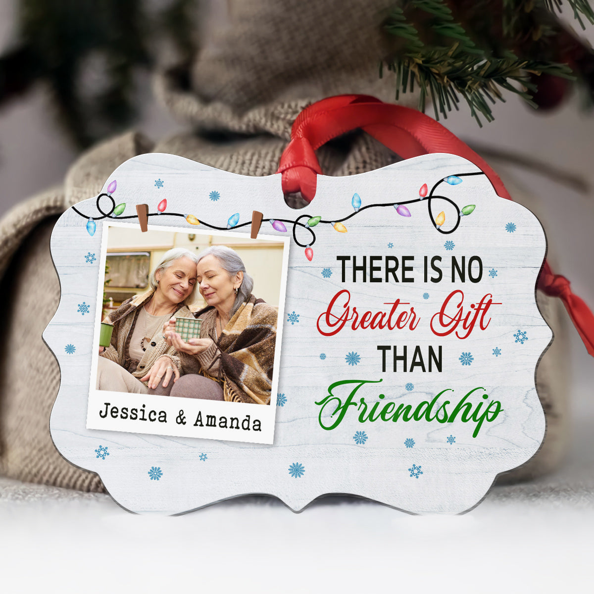 There Is No Greater Gifts Than Friendship Friends Together Xmas Light Snowflakes, Personalized Christmas Ornament, Gifts For Old Ladies, Xmas Tree Decor, Friends Ornament