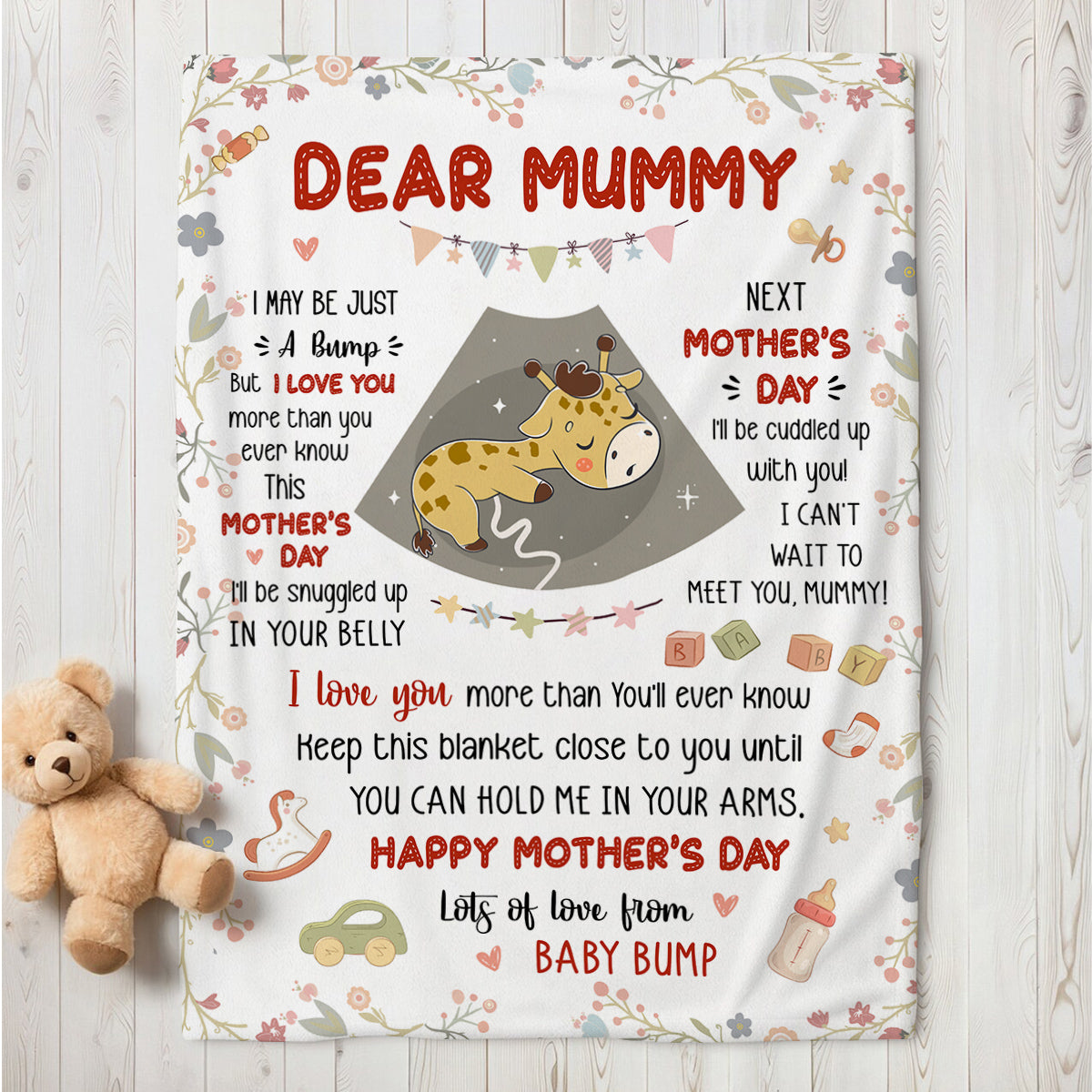 Mom To Be Gifts, I Can't Wait To Meet You 1st Mothers Day Baby Giraffe Sleeping In Mommy's Belly  Blanket, Gifts For New Mom