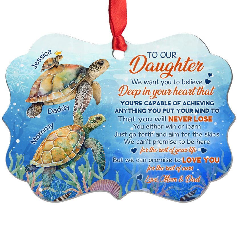 Daughter Gifts, Just Go Forth And Aim For The Skies Sea Turtle Medallion Aluminum Ornament  For Girls Babies From Mom Dad Parents, Xmas Tree Decor Holiday Winter Xmas Tree Hanging Decor