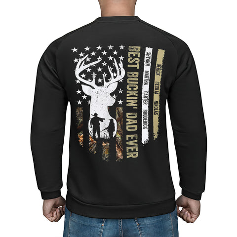 Personalized T-Shirt For Dad Father From Son Daughter Gifts For Daddy Buckin Dad Ever Hunting Lovers Deer Camo Flag Custom Name Short Sleeve Tops Tee Shirt For Birthday Fathers Day