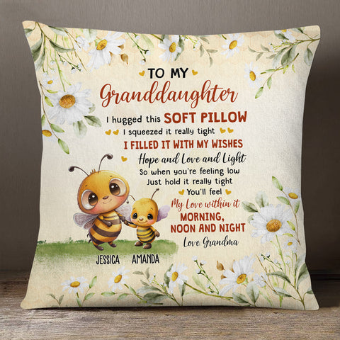 Personalized Square Pillow For Granddaughter Kids From Grandma Gifts For Granddaughter When You're Feeling Low Just Hold It Honey Bee Custom Name Double Sided Sofa Couch Cushion On Birthday