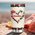 Grandma Christmas Tumbler, Personalised Grandchildren Names Travel Cup, Festive Winter Drinkware, Christmas Handprint Grandkid Name Travel Cup, Personalized Tumbler, Gifts For Nana Mama