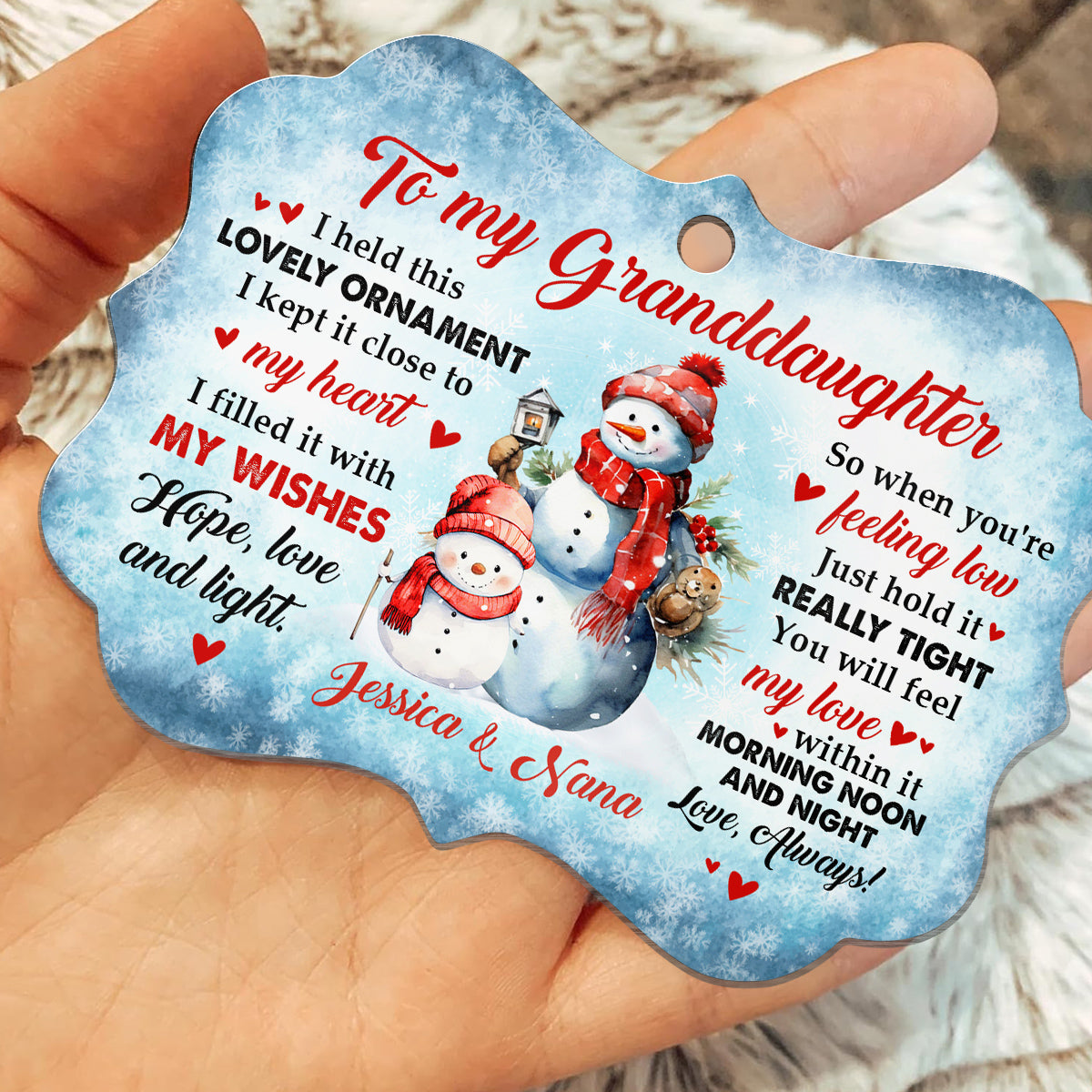 Granddaughter Gifts, Cute Grandma & Grandkid Together Snowflakes So When You're Feeling Low Medallion Aluminum Ornament For Baby From Mimi, Xmas Tree Decor, Gifts For Birthday Xmas