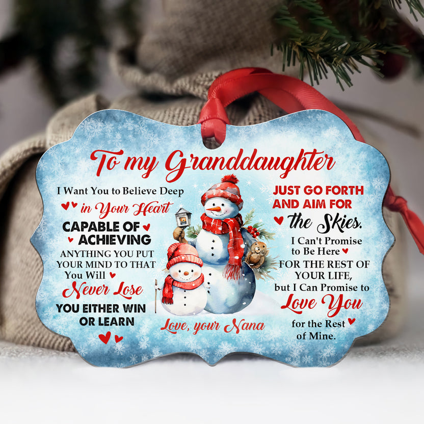 Granddaughter Gifts, Promise To Love You For The Rest Of Mine Cute Grandma & Grandkid Together Snowflakes Aluminum Ornament