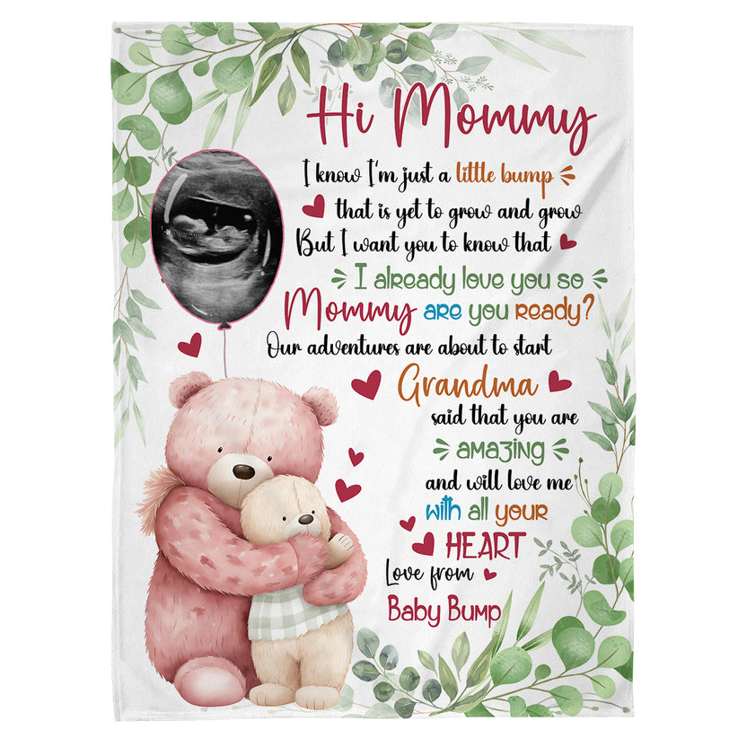 New Mom Gifts Ideas, I Already Love You Leaf Mommy Baby Bear With Balloon, Personalized Blanket, Gifts For Pregnant Wife Mommy, Fleece Sherpa, New Mom Blanket For Mother's Day