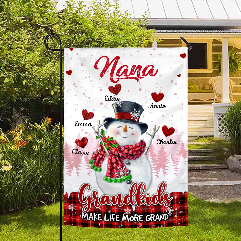 Grandma Gifts, Personalized Nana Grandkids Make Life More Grand Outdoor Banner, Children Names Garden Flag, Holiday Decoration, Winter Home Decoration, Yard Decor, Personalized Garden Flag, Gifts For Nana From Grandkids, Double Sided Outside Welcome Flag,