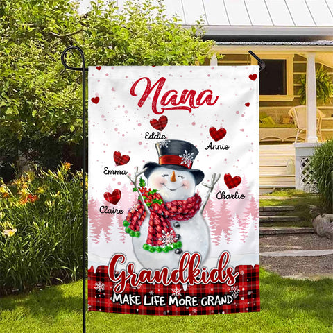 Grandma Gifts, Personalized Nana Grandkids Make Life More Grand Outdoor Banner, Children Names Garden Flag, Holiday Decoration, Winter Home Decoration, Yard Decor, Personalized Garden Flag, Gifts For Nana From Grandkids, Double Sided Outside Welcome Flag,