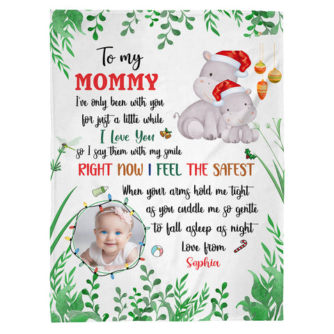 Pregnant Mom Gifts, Right Now I Feel The Safest Upload Photo With Hippo, Personalized Blanket, Gifts For Expected Mom Mommy, Fleece Sherpa, Mom To Be Blanket, Gifts For Christmas Xmas