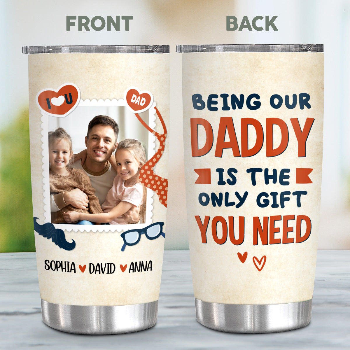 Being Our Daddy Is The Only Need Personalized Name Tumbler, Custom Kids Names Photo, Stainless Steel Coffee Travel Mug, Personalized Tumbler, Gifts For Dad Gag Gifts From Daughter Son