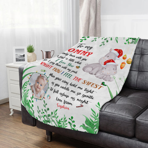 Pregnant Mom Gifts, Right Now I Feel The Safest Upload Photo With Hippo, Personalized Blanket, Gifts For Expected Mom Mommy, Fleece Sherpa, Mom To Be Blanket, Gifts For Christmas Xmas