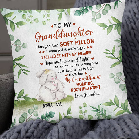 Personalized Square Pillow For Granddaughter Kids From Grandma Nana Gifts For Granddaughter You'll Feel My Love Within It Cute Bunny Custom Name Double Sided Sofa Couch Cushion On Birthday