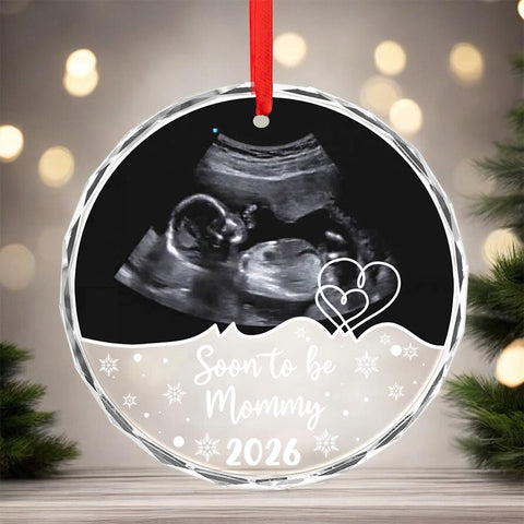 Personalized Ultrasound Glass Ornament, Soon To Be Mommy Year, Custom Sonogram Keepsake, New Mom Holiday Decoration, Baby Reveal, Expecting Mother, Personalized Photo Christmas Ornament