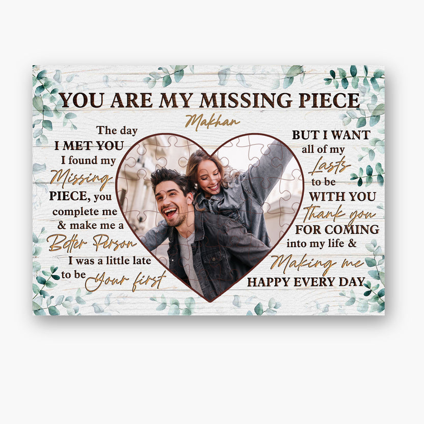 Personalized Canvas Wall Art For Wife Husband From Him Her His And Hers Gifts You Are My Missing Puzzle Piece Custom Name Poster Prints Hanging Home Decor For Valentines