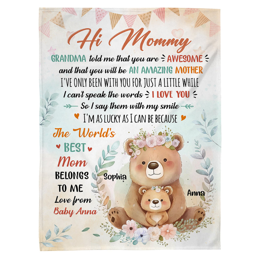 New Parents Gifts, I've Only Been With You For A While Cute Mommy Baby Bear, Personalized Blanket, Gifts For Expecting Mom, Fleece Sherpa, Blanket For New Mom, Gifts For Mother's Day