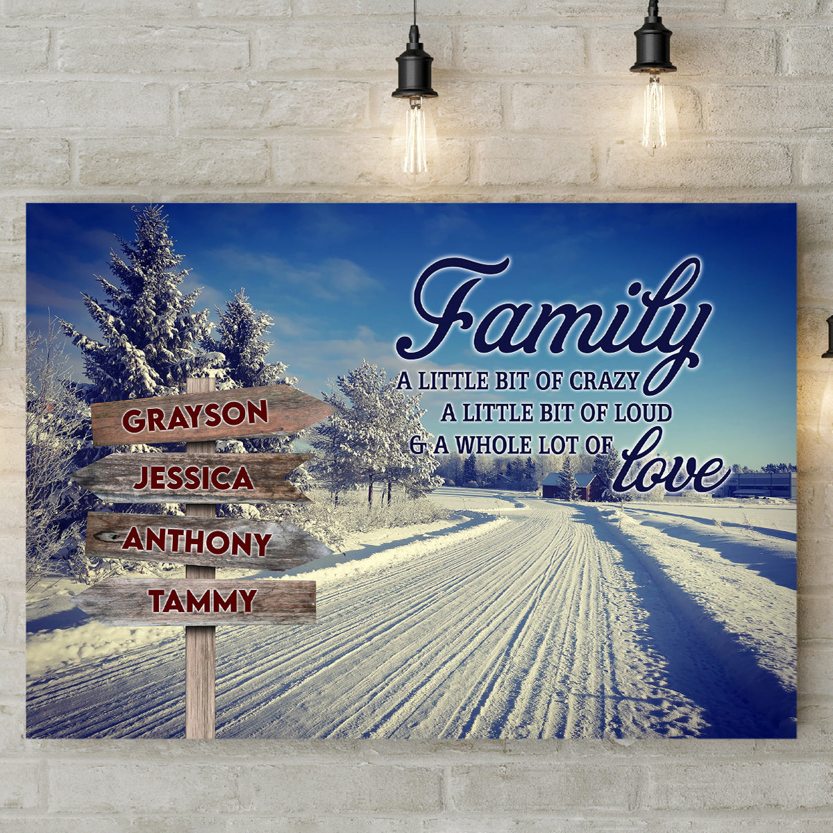 Family Gifts, Family A Little Bit Of Crazy A Little Bit Of Loud & A Whole Lot Of Love, Personalized Canvas Wall Art, Gifts For Mom Dad, Poster Prints Home Decor, Family Wall Art